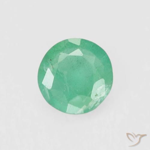 0.16캐럿 천연 밝은 그린 에메랄드, 라운드 컷, 3.55 mm, VS