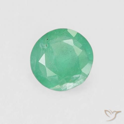 0.16캐럿 천연 밝은 그린 에메랄드, 라운드 컷, 3.55 mm, VS