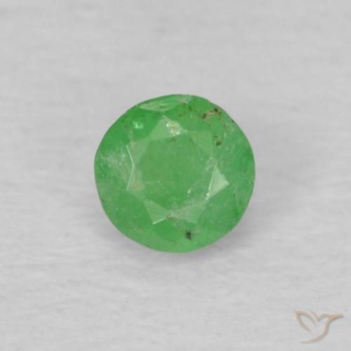 0.15ct 자연스러운 옅은 황록색 에메랄드, 둥근, VS-SI