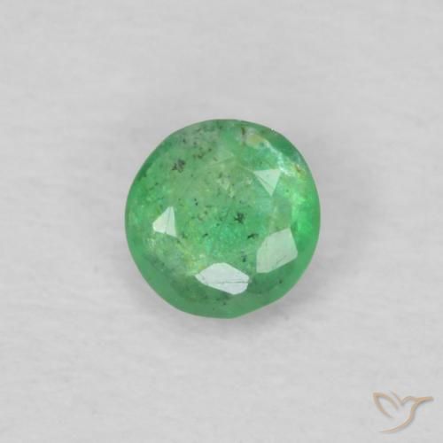 0.12ct 자연스러운 연한 초록색 에메랄드, 둥근, VS-SI