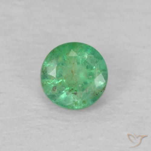 0.15캐럿 라운드 에메랄드 원석, 느슨한 인증 에메랄드 콜롬비아에서, 천연 보석, 3.2 mm, Photo A