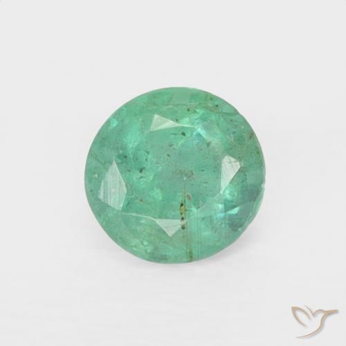 0.25ct 자연스러운 블루 그린 에메랄드, 둥근, VS