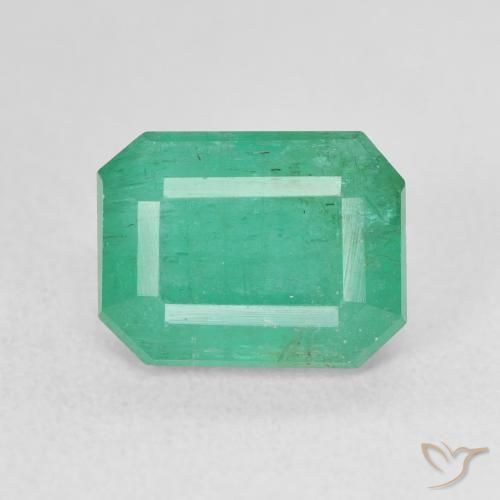 4.17ct 자연스러운 쿨 그린 에메랄드, 에메랄드 컷, SI