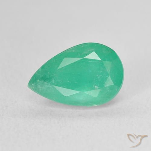 2.22캐럿 천연 일렉트릭 그린 에메랄드, 배 모양, 10.4×6.8 mm, SI
