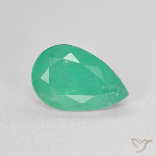 2.22캐럿 천연 일렉트릭 그린 에메랄드, 배 모양, 10.4×6.8 mm, SI
