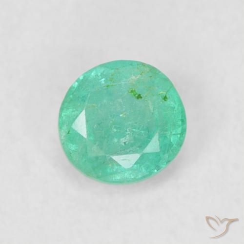 0.18ct 자연스러운 연한 초록색 에메랄드, 둥근, SI