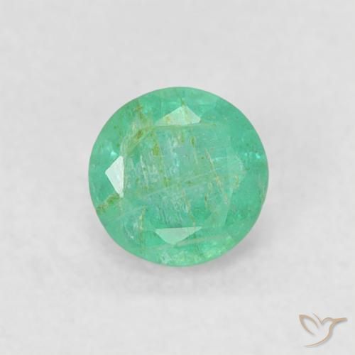 0.17ct 자연스러운 강렬한 민트 그린 에메랄드, 둥근, SI