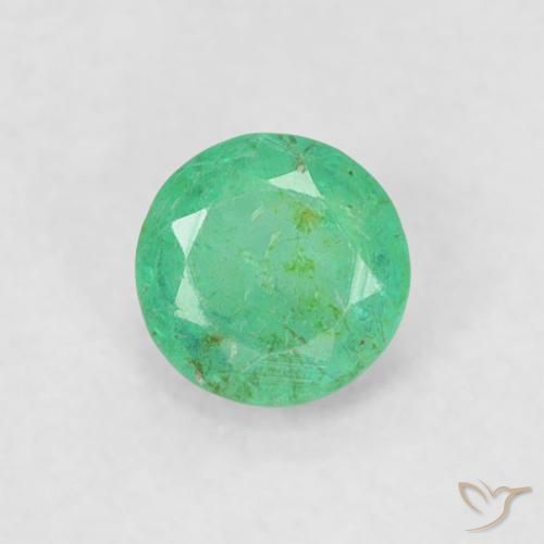 0.17ct 자연스러운 일렉트릭 그린 에메랄드, 둥근, SI