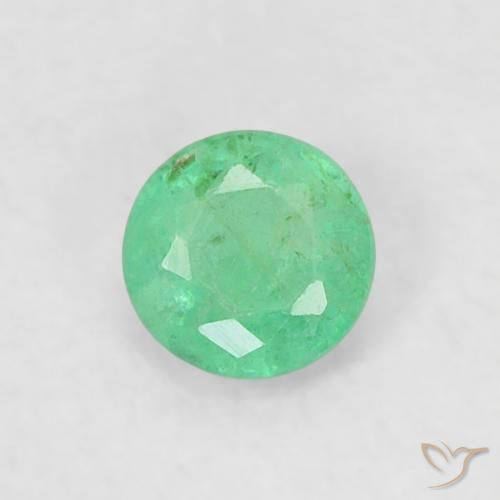 0.17ct 자연스러운 민트 그린 에메랄드, 둥근, SI