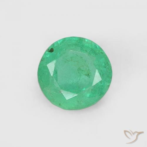 0.18ct 자연스러운 쿨 그린 에메랄드, 둥근, SI