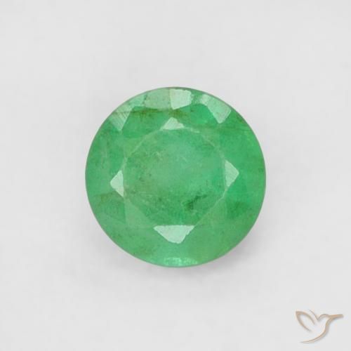 0.19ct 자연스러운 연한 초록색 에메랄드, 둥근, SI