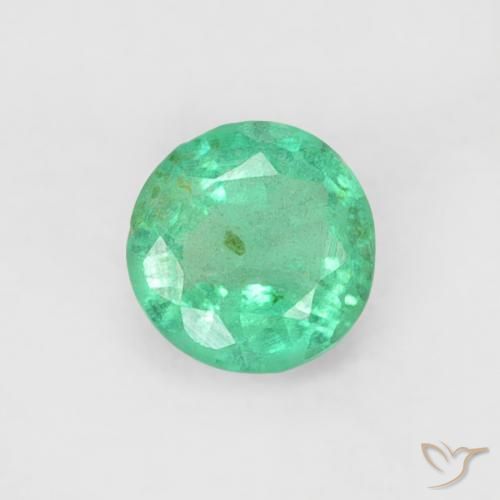 0.18ct 자연스러운 블루 그린 에메랄드, 둥근, SI