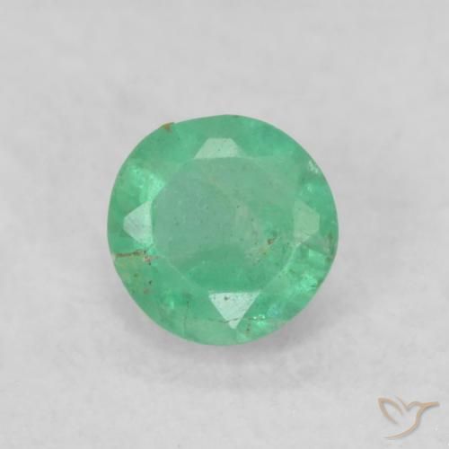 0.19ct 자연스러운 미디엄 그린 에메랄드, 둥근, SI