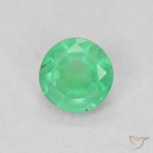 0.17ct 자연스러운 강렬한 녹색 에메랄드, 둥근, SI