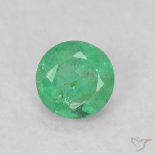 0.17ct 자연스러운 밝은 녹색 에메랄드, 둥근, SI