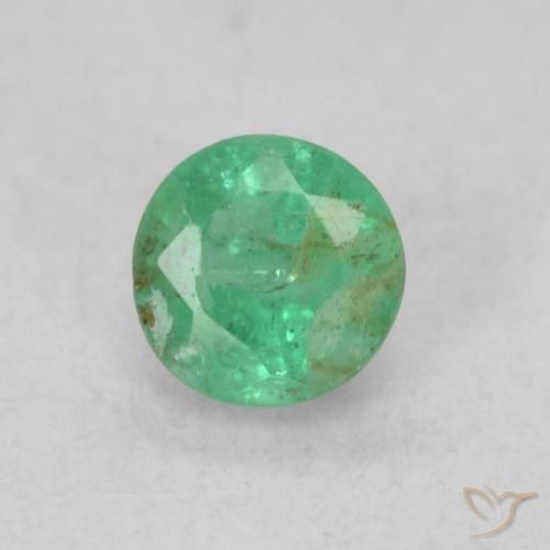 0.18ct 자연스러운 미디엄 그린 에메랄드, 둥근, SI