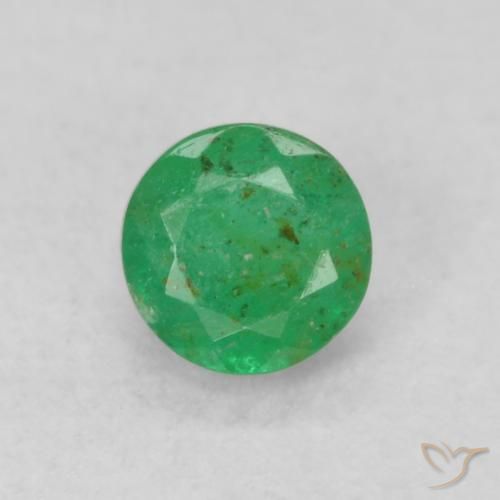 0.18ct 자연스러운 연한 초록색 에메랄드, 둥근, SI