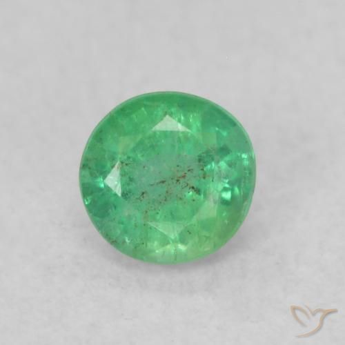 0.18ct 자연스러운 연한 초록색 에메랄드, 둥근, SI