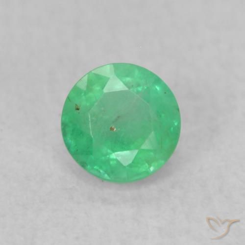 0.18ct 자연스러운 연한 초록색 에메랄드, 둥근, SI