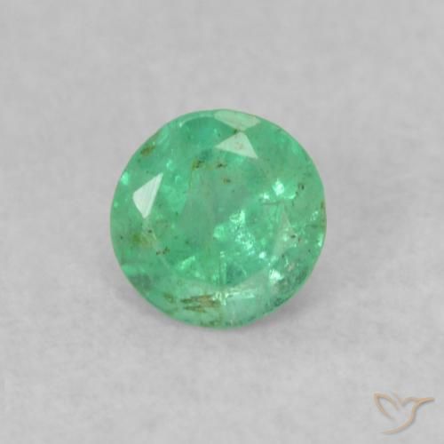 0.16ct 자연스러운 밝은 녹색 에메랄드, 둥근, SI