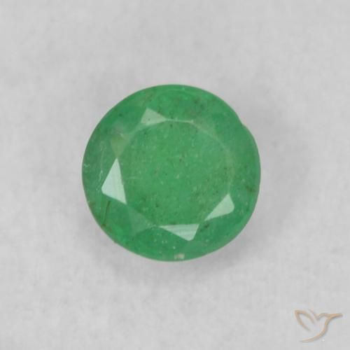 0.18ct 자연스러운 연한 초록색 에메랄드, 둥근, SI