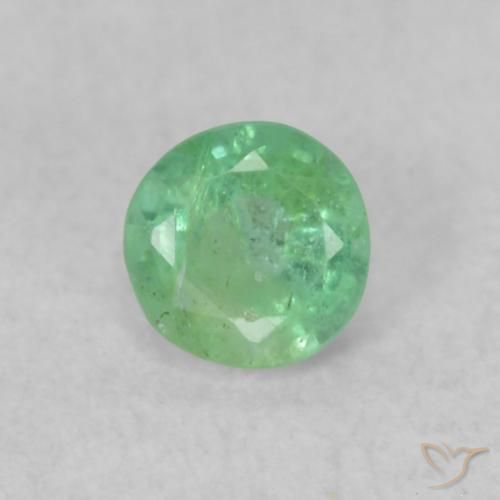 0.17ct 자연스러운 옅은 황록색 에메랄드, 둥근, SI