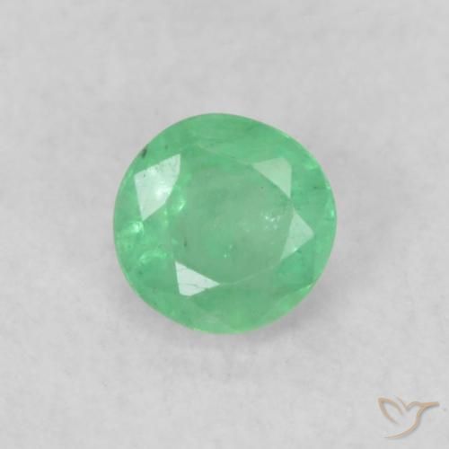 0.19ct 자연스러운 연한 초록색 에메랄드, 둥근, SI