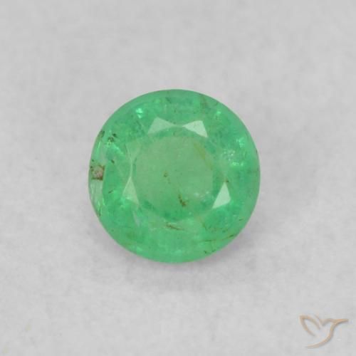 0.16ct 자연스러운 연한 초록색 에메랄드, 둥근, SI