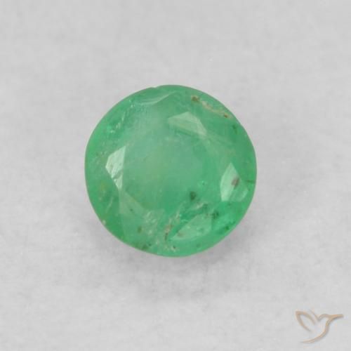 0.19ct 자연스러운 일렉트릭 그린 에메랄드, 둥근, SI