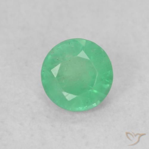 0.17ct 자연스러운 미디엄 그린 에메랄드, 둥근, SI