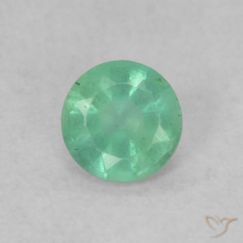 0.14ct 자연스러운 쿨 그린 에메랄드, 둥근, SI