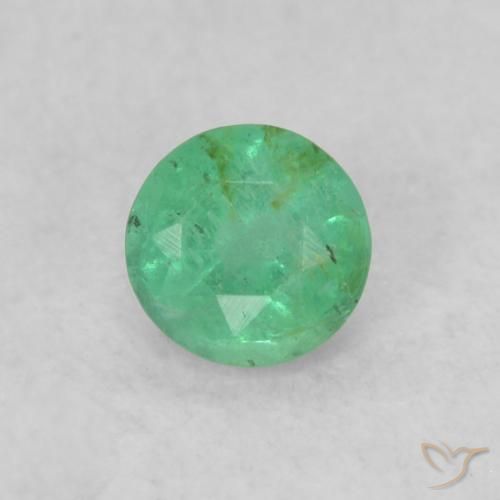 0.17ct 자연스러운 황록색 에메랄드, 둥근, SI