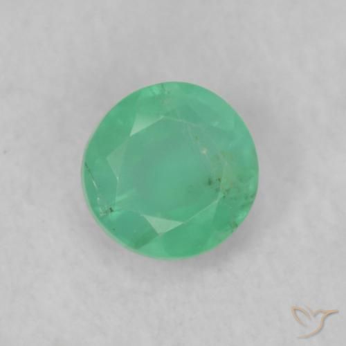 0.18ct 자연스러운 딥 펀 그린 에메랄드, 둥근, SI