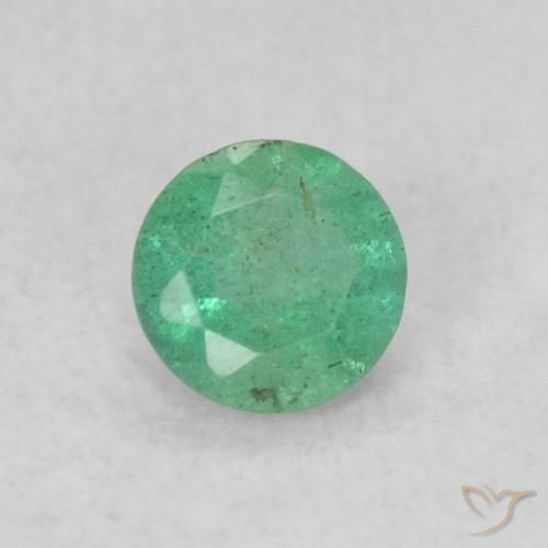 0.14ct 자연스러운 미디엄 그린 에메랄드, 둥근, SI