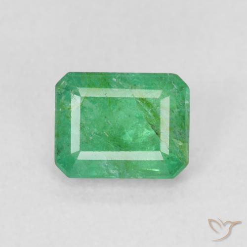 0.93ct 자연스러운 미디엄 그린 에메랄드, 에메랄드 컷, SI-I1