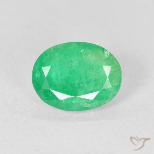 1.42ct 자연스러운 황록색 에메랄드, 타원형, SI