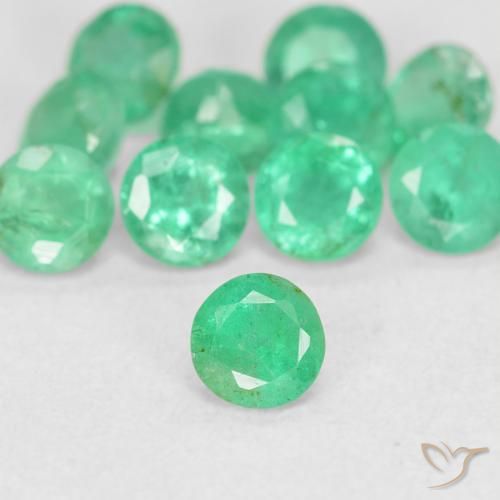 0.18캐럿 천연 쿨 그린 에메랄드, 라운드 컷, 3.45 mm, SI