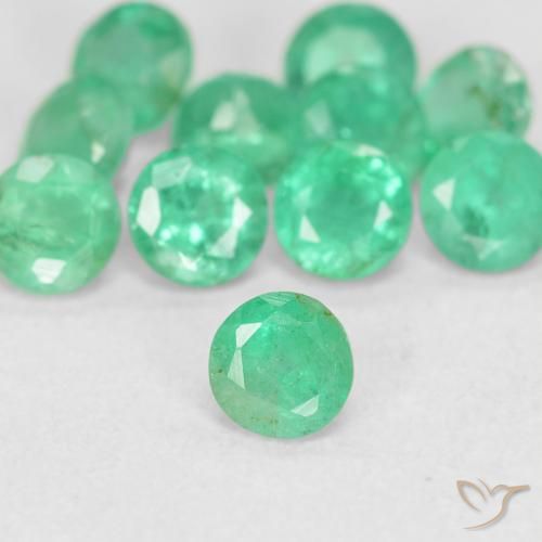 0.18캐럿 천연 쿨 그린 에메랄드, 라운드 컷, 3.45 mm, SI
