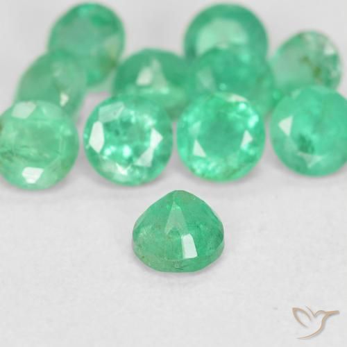 0.18캐럿 천연 쿨 그린 에메랄드, 라운드 컷, 3.45 mm, SI