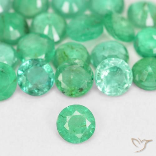 0.12캐럿 천연 쿨 그린 에메랄드, 라운드 컷, 3.26 mm, SI