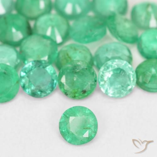 0.12캐럿 천연 쿨 그린 에메랄드, 라운드 컷, 3.26 mm, SI