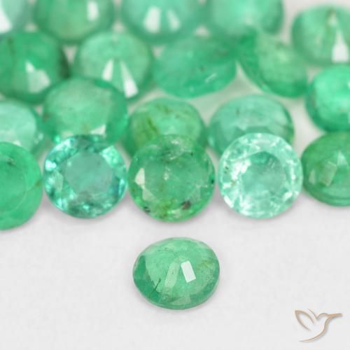 0.12캐럿 천연 쿨 그린 에메랄드, 라운드 컷, 3.26 mm, SI