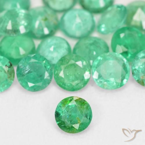 0.13캐럿 천연 쿨 그린 에메랄드, 라운드 컷, 3.35 mm, SI