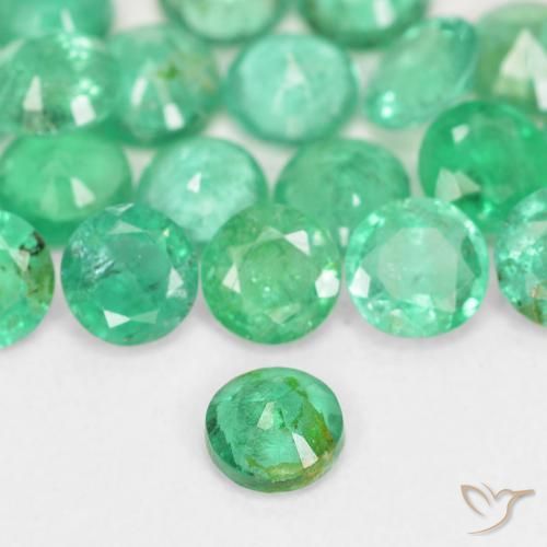 0.13캐럿 천연 쿨 그린 에메랄드, 라운드 컷, 3.35 mm, SI
