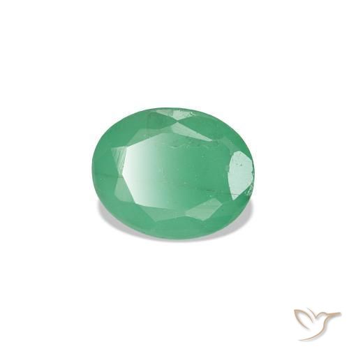 0.32캐럿 천연 미디엄 라이트 그린 에메랄드, 타원형 컷, 5.1×4.2 mm, SI
