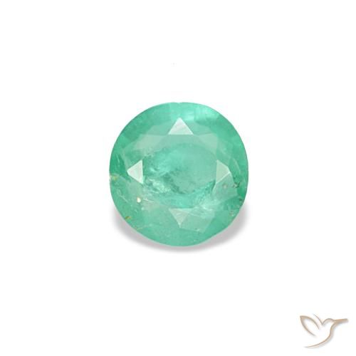 0.16캐럿 천연 라이트 에메랄드 그린 에메랄드, 라운드 컷, 3.57 mm, SI