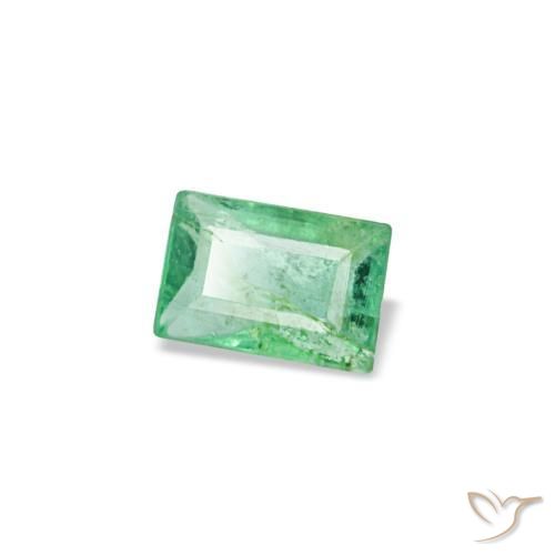 0.13캐럿 천연 밝은 그린 에메랄드, 바게트, 3.5×2.4 mm, SI