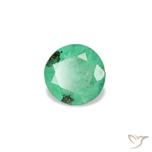 0.18캐럿 천연 블루 그린 에메랄드, 라운드 컷, 3.60 mm, VS-SI