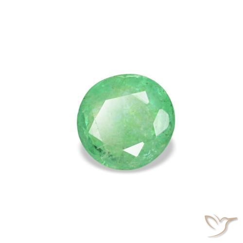 0.18캐럿 천연 밝은 그린 에메랄드, 라운드 컷, 3.59 mm, VS-SI