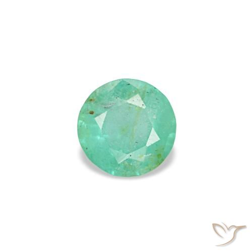0.17캐럿 천연 쿨 그린 에메랄드, 라운드 컷, 3.52 mm, VS-SI
